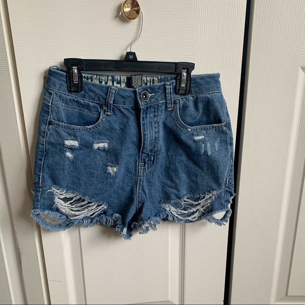 Vintage reunion shredded Jean shorts